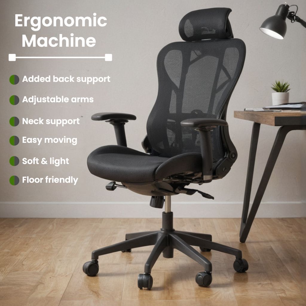 Amazon listing infographic highlighting features of an ergonomic computer chair